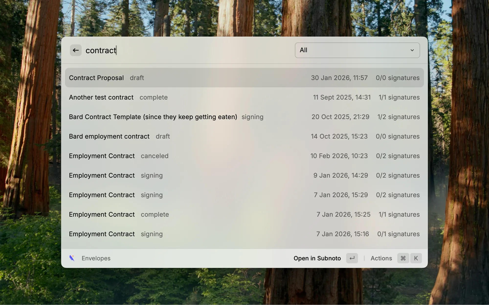Enveloppes dans Raycast