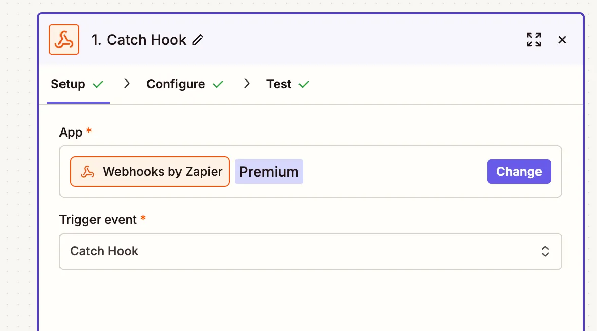 Zapier Webhooks by Zapier Catch Hook